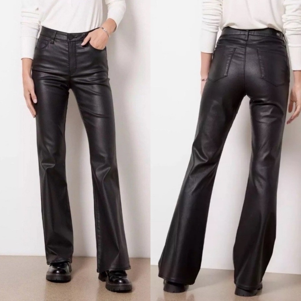 Kut From The Kloth Ana High Rise Fab Ab Flare Coated Black Jeans 6